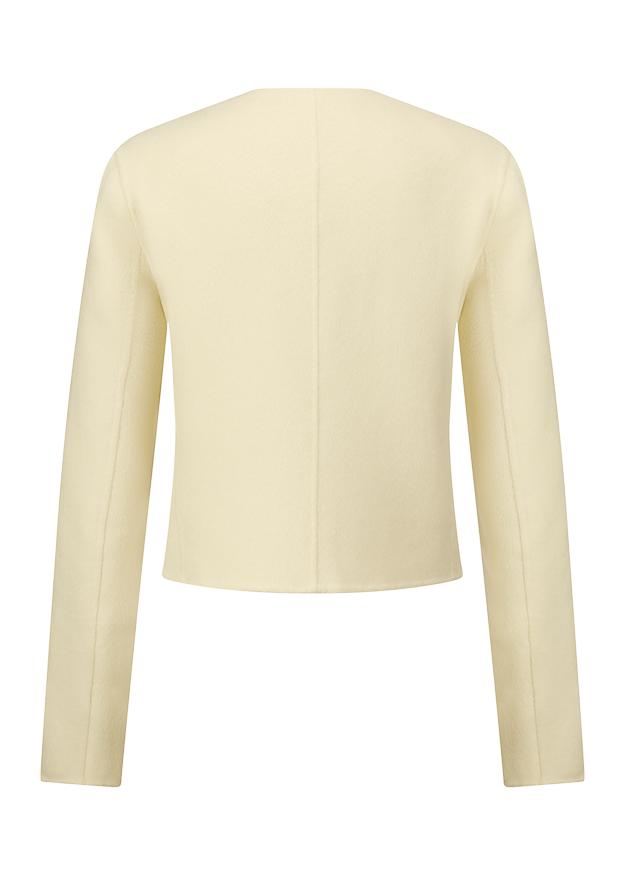jacke, blazer, kurz, creme, uni