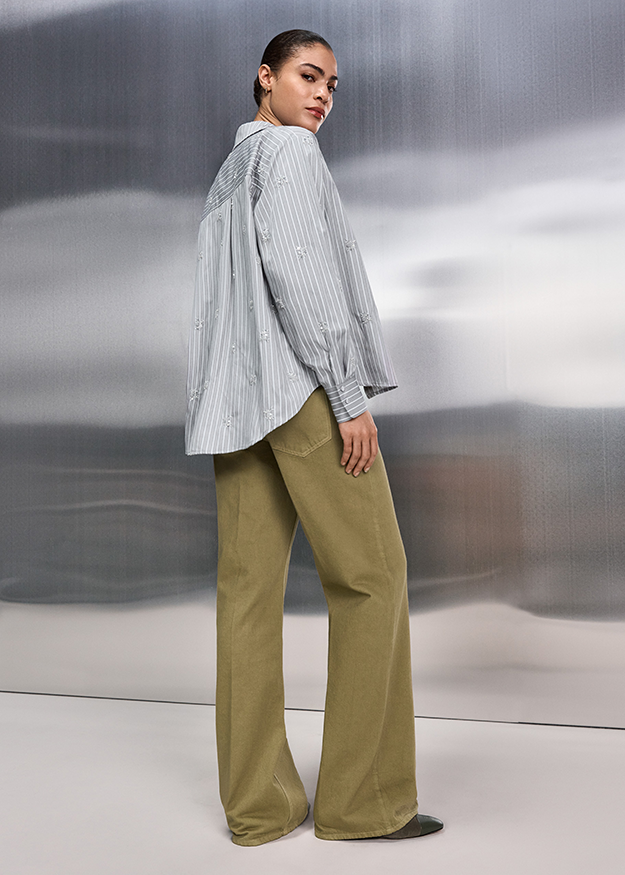 hem shirt, streifenhemd, langarm, loose fit, khaki hm pants