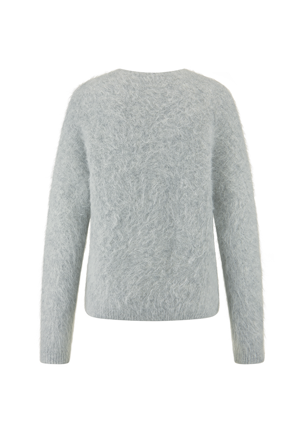 pullover, grau, weich, kragenlos, strick