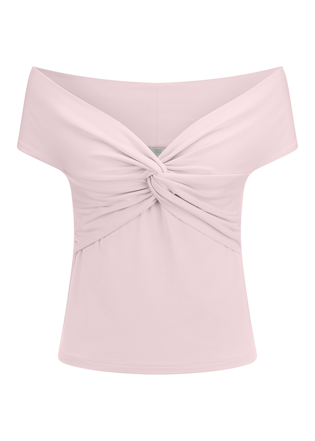 Top, Off-Shoulder, Twist-Knot, Rosa, Jersey