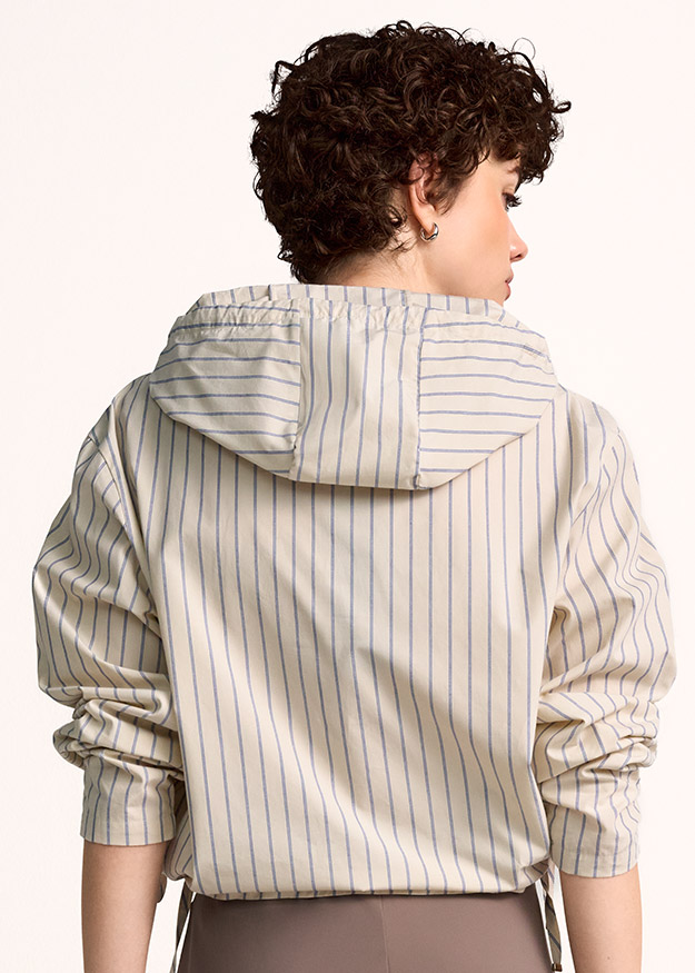 Hoodie, Strickjacke, Dünne Streifen, Gestreift, Lichtbeige