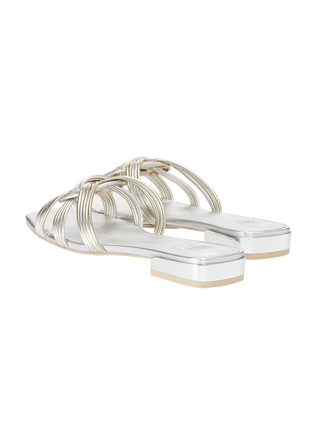 Sandalen, Metallic, Riemen, Offen, Flache Sohle