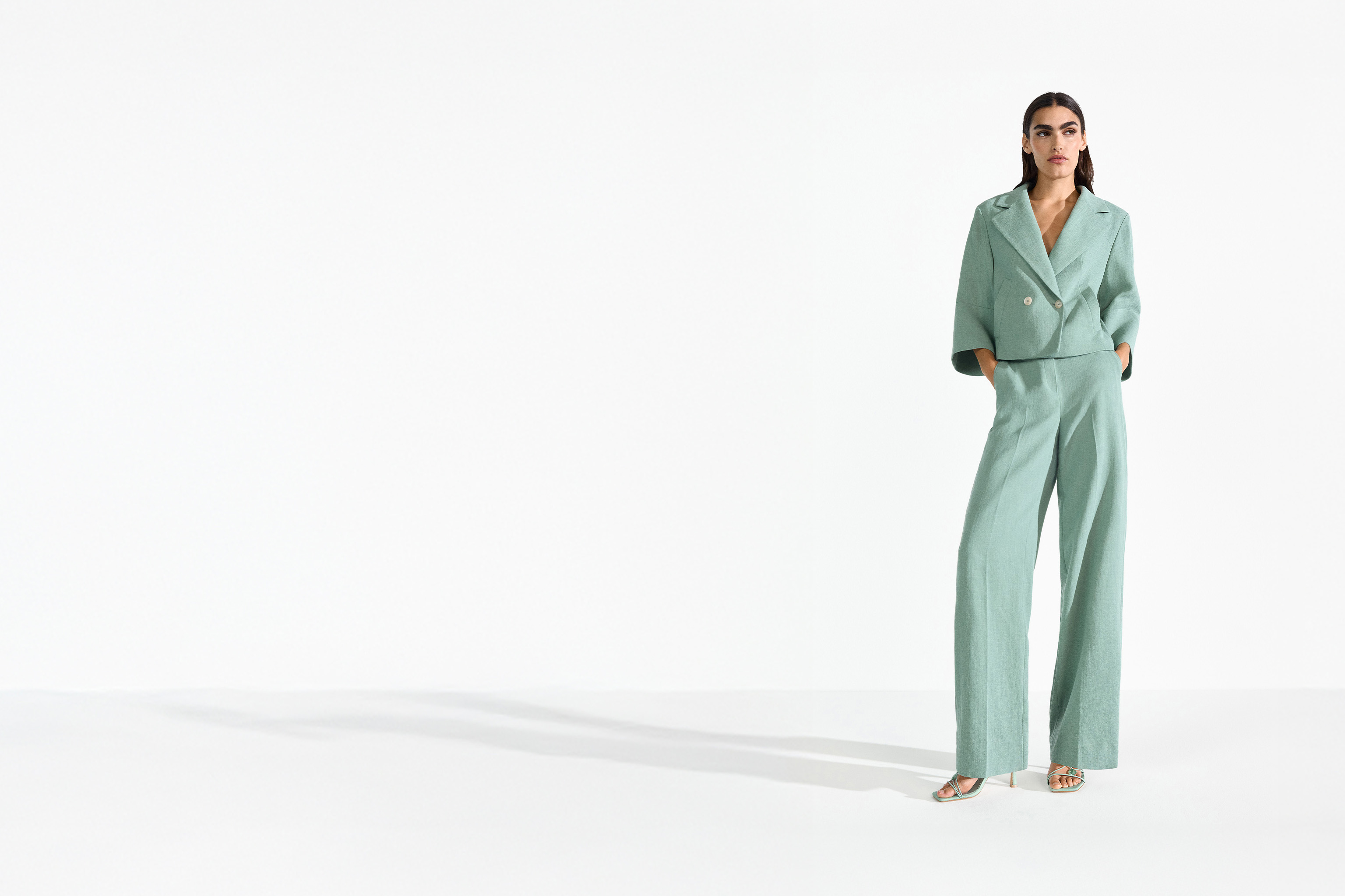 Anzug, Hose, Blazer, Mintgrün, Einfarbig