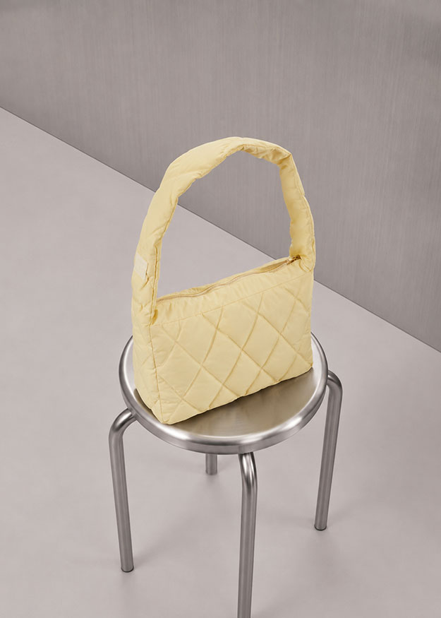 Tasche, Quilted, Mini-Tasche, Tragetasche, Samtig gelb