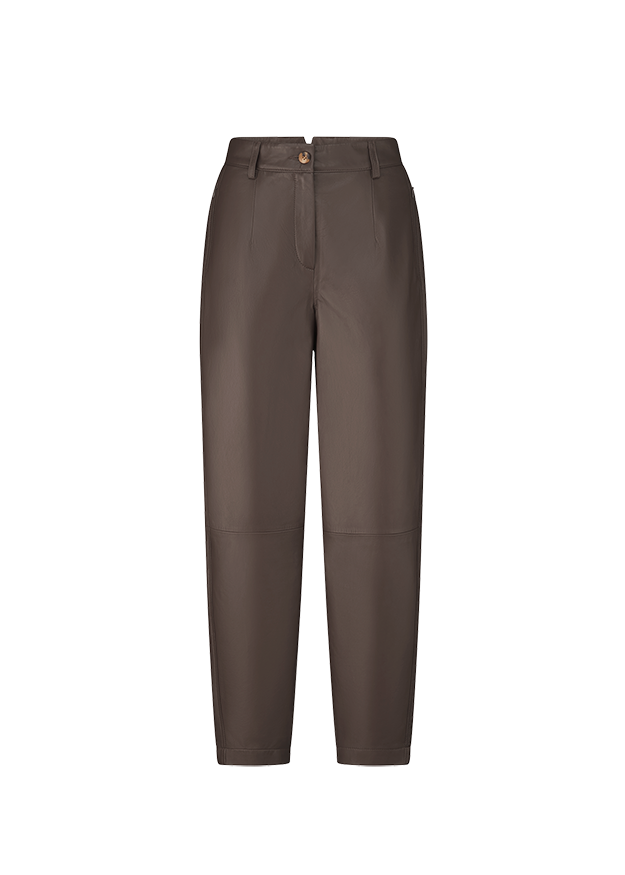 hose, braun, lederlook, gerade geschnitten, taillenhöhe