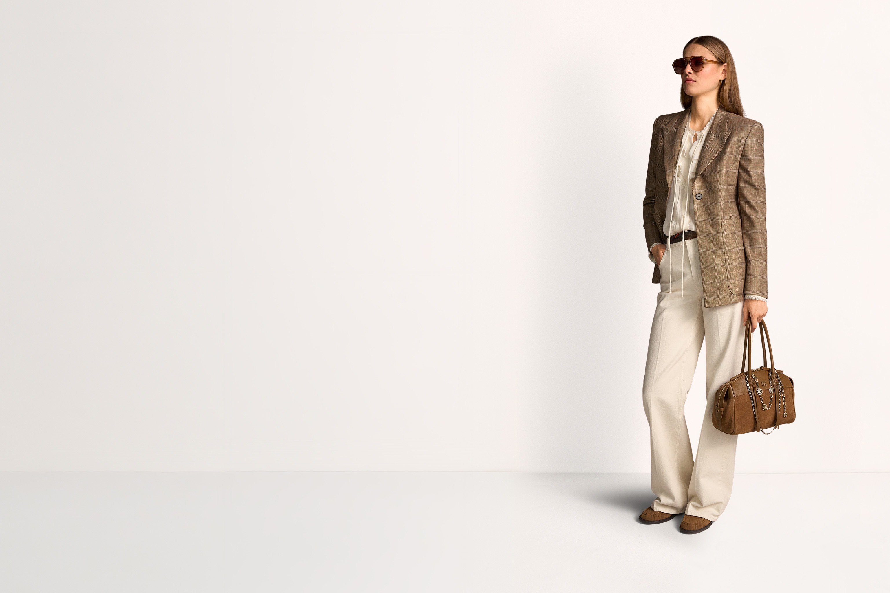 Blazer, Hose, Anzug, Tasche, Sonnenbrille
