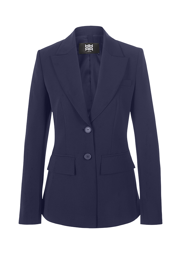Blazer, Uni, Navy, Ein-Reiher, Saumtasche