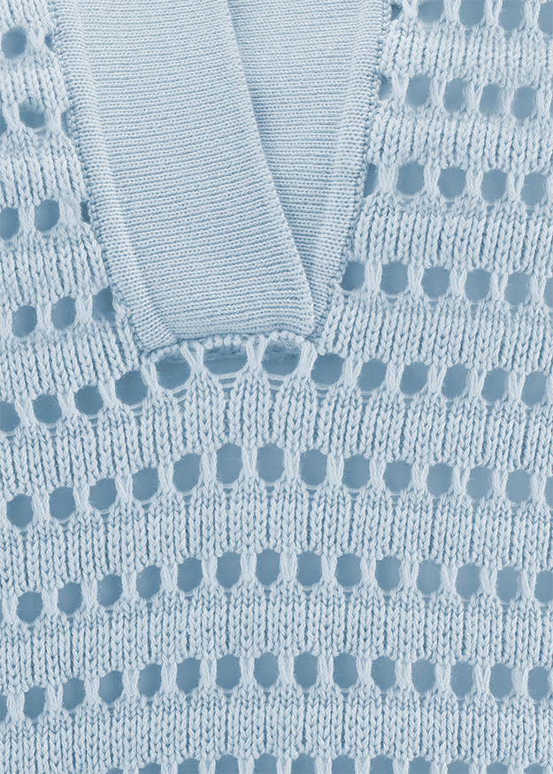 Pullover, Strickware, Rippenstruktur, Mesh-Muster, Himmelblau