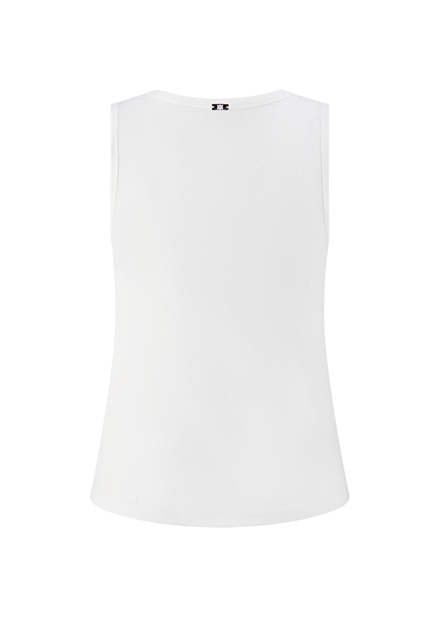 Tanktop, Ärmellos, Weiß, Rundhalsausschnitt, Gerippter Stoff