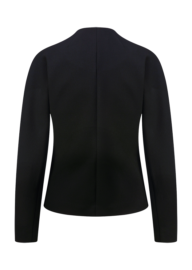 jacke, blazer, langarm, schwarz, rueckseite