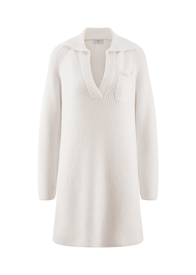 Kurzes Strickkleid mit Hemdkragen