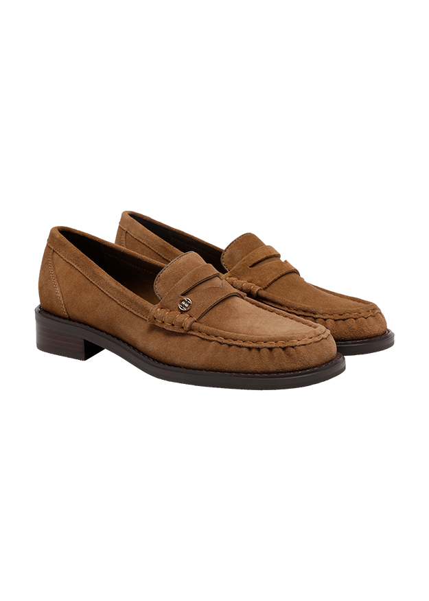 Loafers, Moccassins, Braun, Wildleder, Penny-Detail