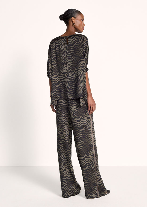 Tigerprint, Zebra Muster, Lounge Set, Oversize Top, Palazzo Hose