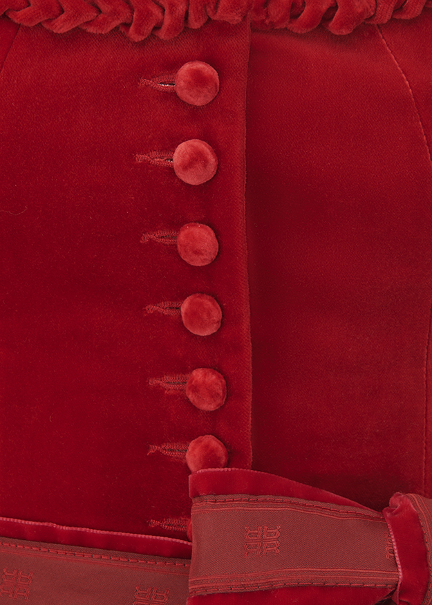 Velvet, Rot, Knöpfe, Bodice, Abnäher Detail