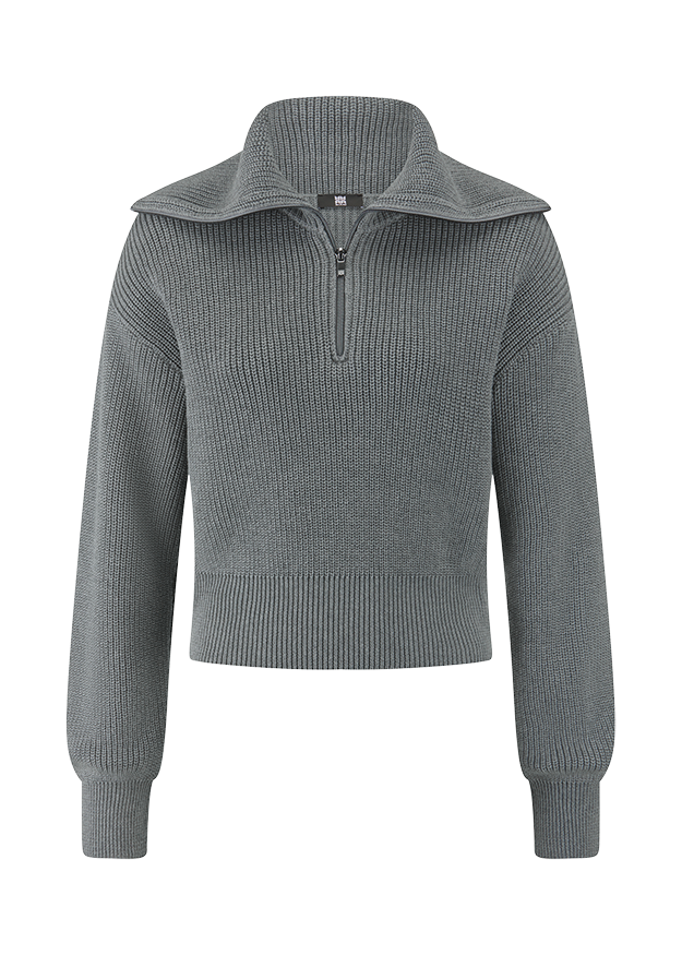 Pullover, Knit, Rollkragen, Halfzip, Streu-Kragen