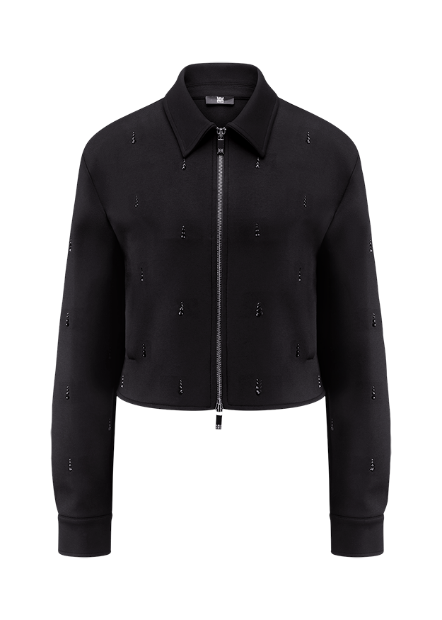 schwarz, jacke, Zipper, Lederoptik, Steckverzierungen