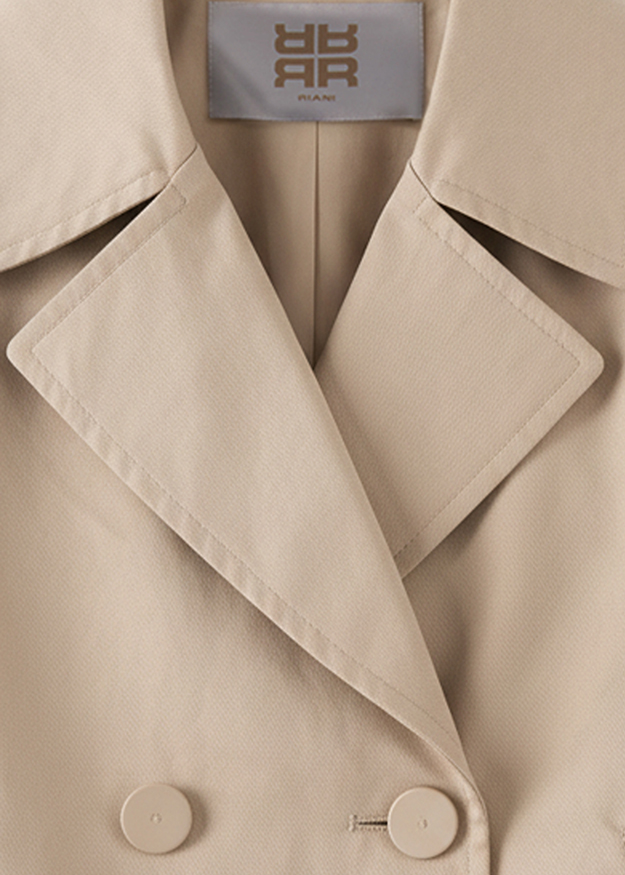 beige, Trenchcoat, Kragen, doppelte Knopfleiste, Mantel