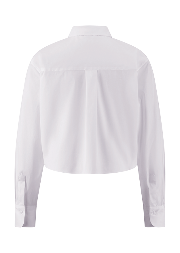 weiße Bluse, Langarmhemd, Button-down-Kragen, Rückenfalte, Baumwollstoff