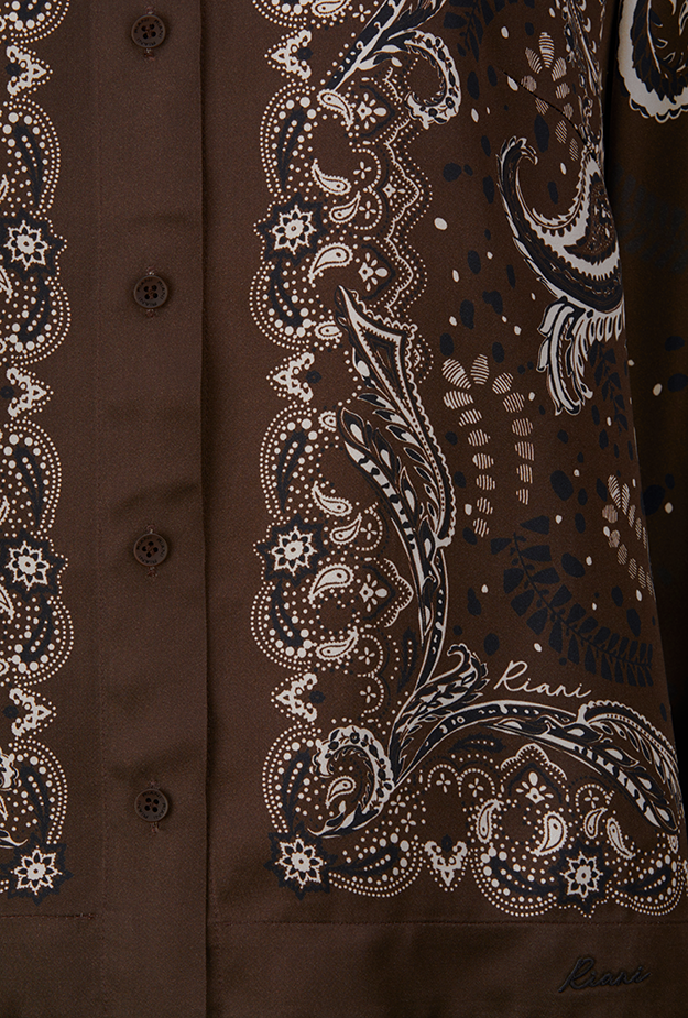 paisley, Bandana, brauner Hemd, Paisley-Muster, knopfgesteuertes Hemd