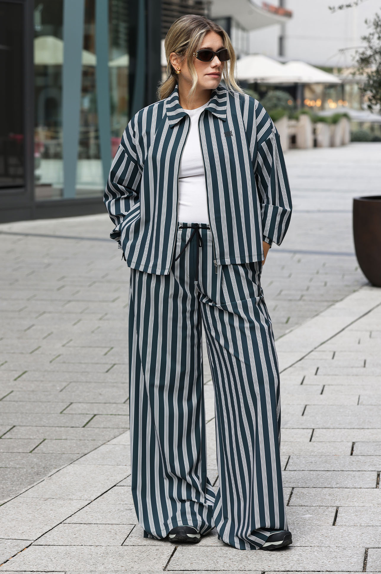 Hose, Jumpsuit, Streifen, Spitzenweite, Jacke