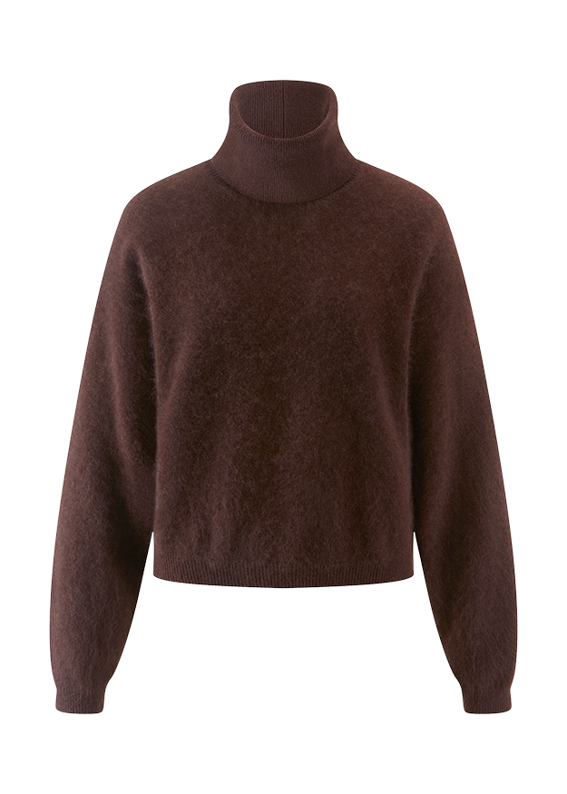 turtleneck, pullover, braun, strick, flauschig