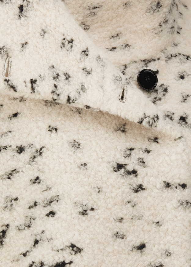 Wolle, Mantel, Strickfleece, Karo/Makrofleck, Knopf