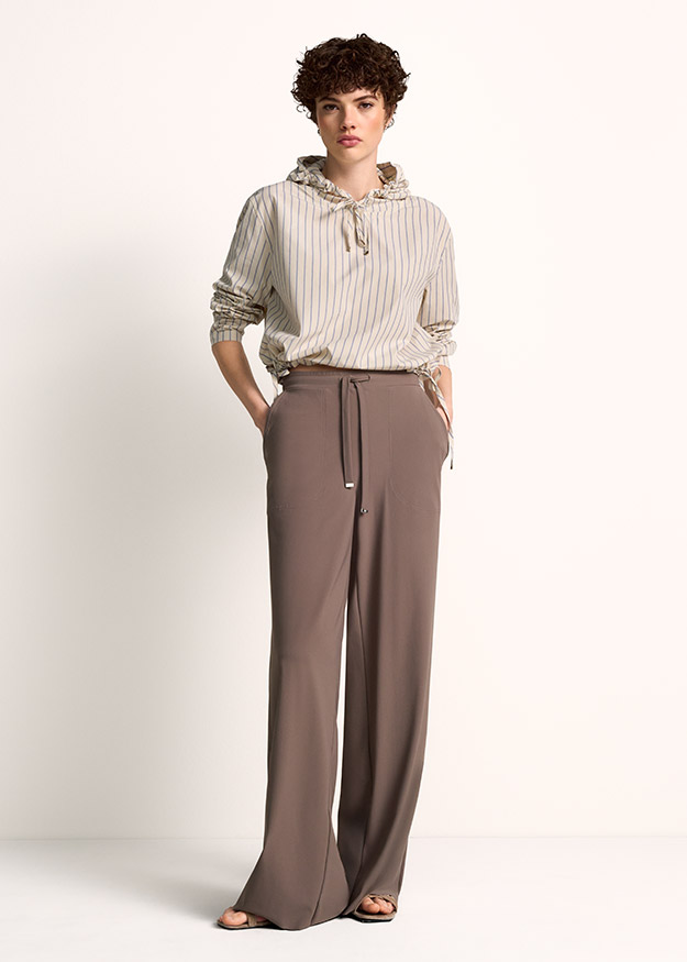 Hoodie, Streifenbluse, Lange Ärmel, Weite Hose, Looks like Lounge wear