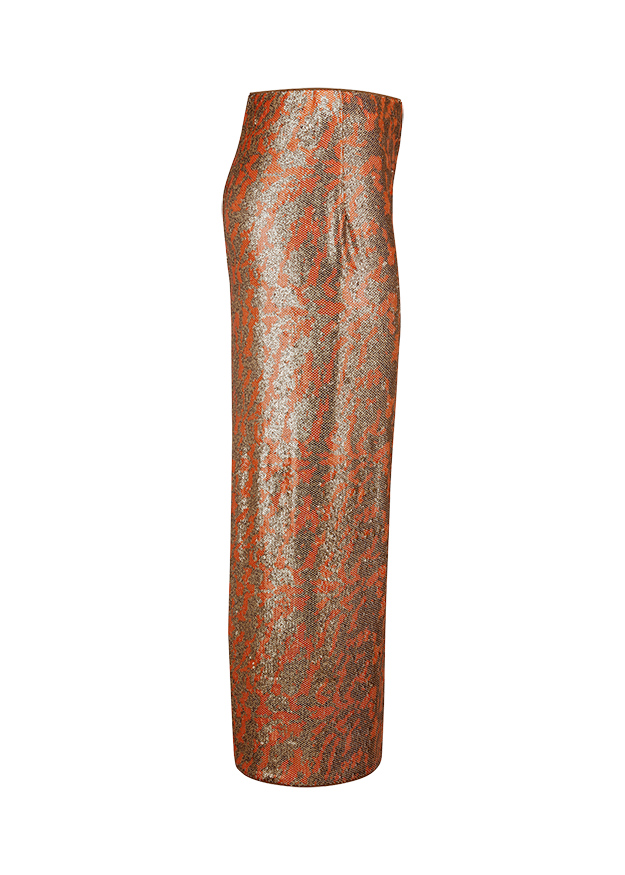 Gürtel, Leinwand, Schlangenleder, Orange, Lang
