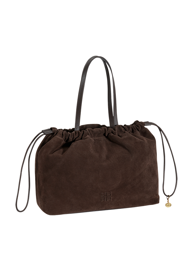 Handtasche, Braun, Samt, Drawstring, Henkeltasche