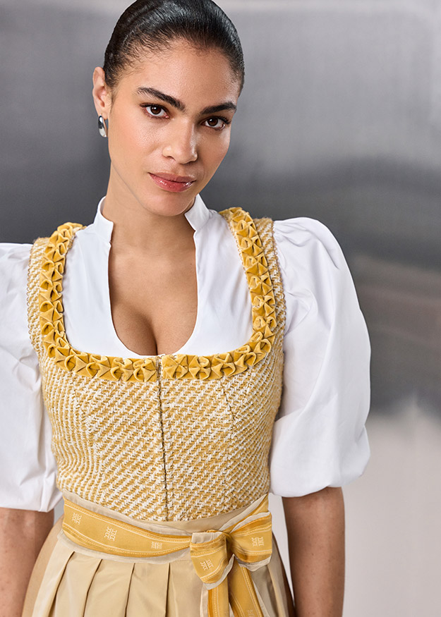 Dirndl, Spitze, Ärmellose Oberteil, Korbstrick, Weste