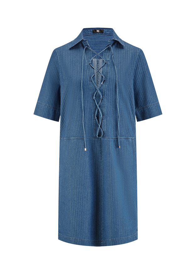 Denim Dress with Lace-Up Detail Size: 48, Colour: galaxy patterned Denim Dress with Lace-Up Detail Size: 48, Colour: galaxy patterned
