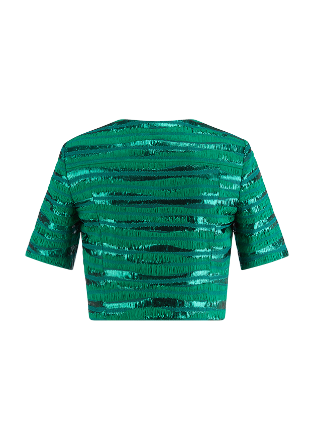 Top, Blazer, Grün, Streifen, Kurzarm