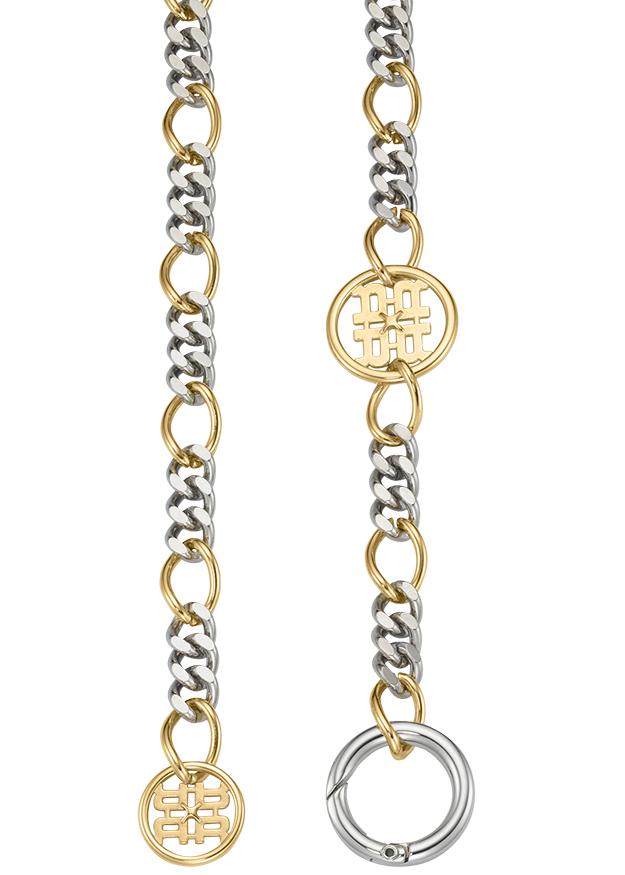 Kette, Gliederkette, Two-Tone, Goldfarbene Elemente, Schmuckverschluss