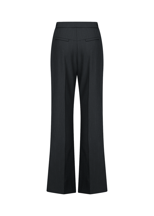Hose, Schlank, schwarz, Bundfalten, Paspeln