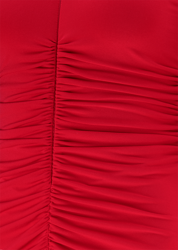Roter Stoff, Gerafftes Design, Längsnaht