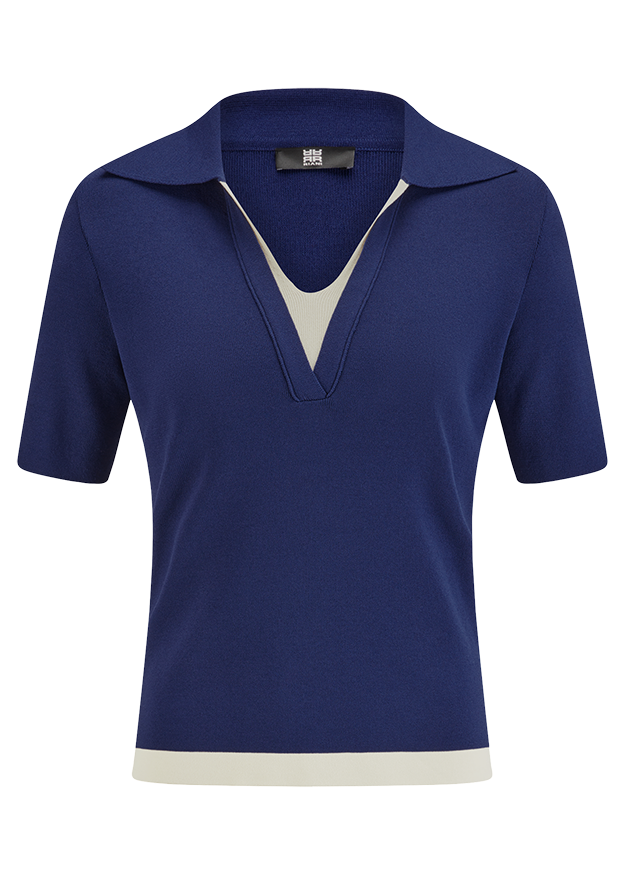 bluse, damen, kurzärmelig, v-ausschnitt, marineblau