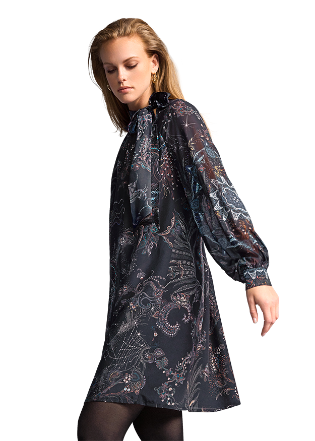 Gemustertes Kleid Mit Schleife