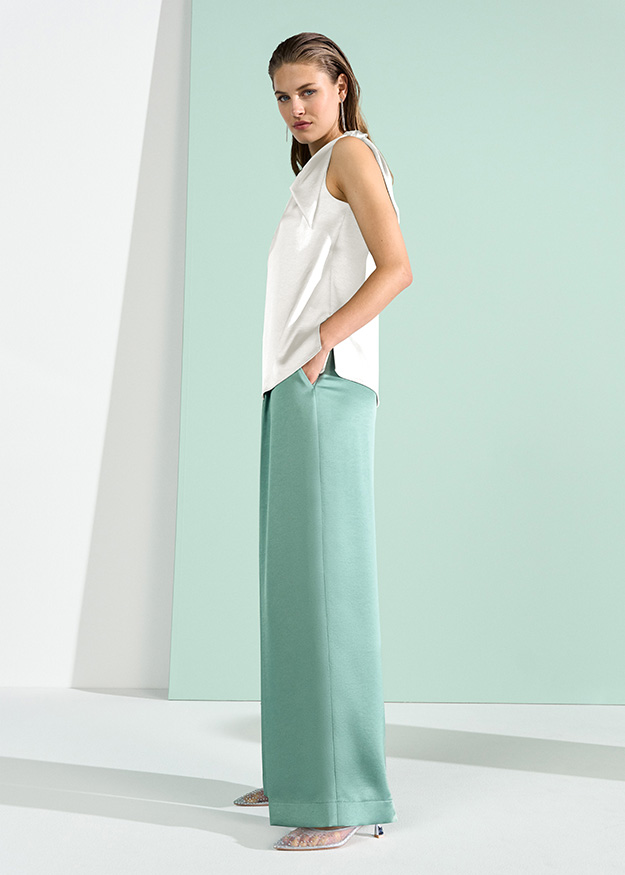Top, Sleeveless, White, Wide-leg pants, Pastellgrün