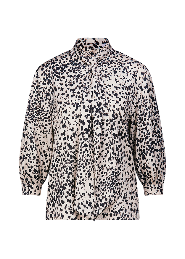 Bluse, Tiermuster, Leopard, Viskose, Langarm
