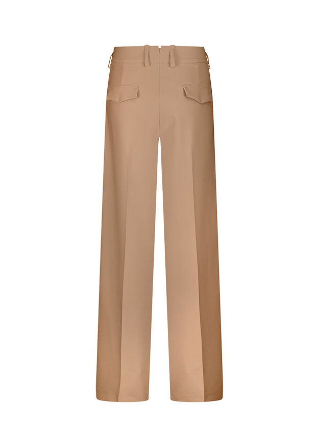 Hose, Hose mit Gürtel, Beige, Stoffhose, Weite Passform