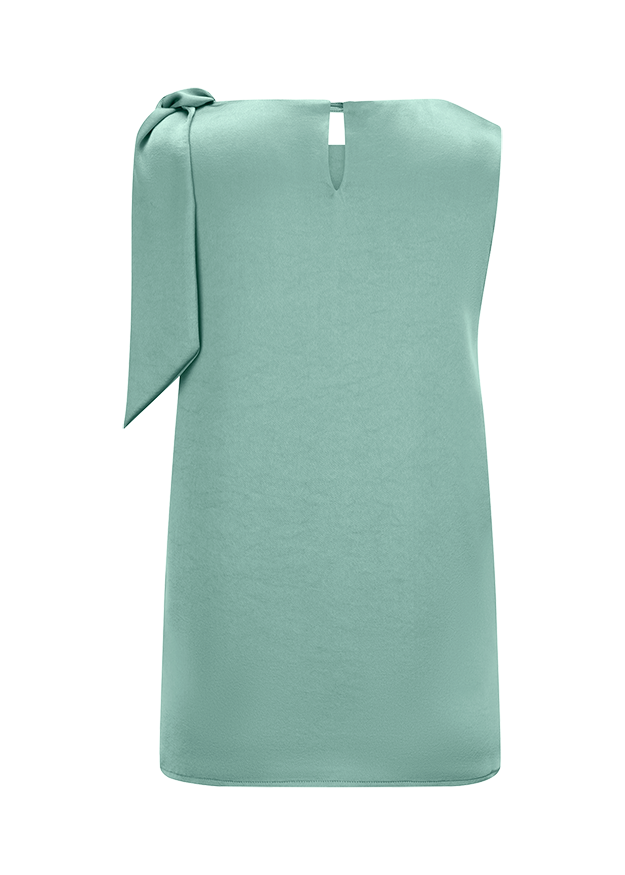 Ärmellose Bluse, Satin, Mintgrün, Schulterband, Knotendetail