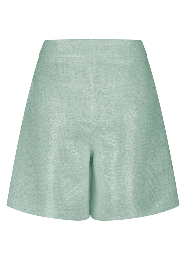 shorts, hohe taille, mint, uni, linenartig
