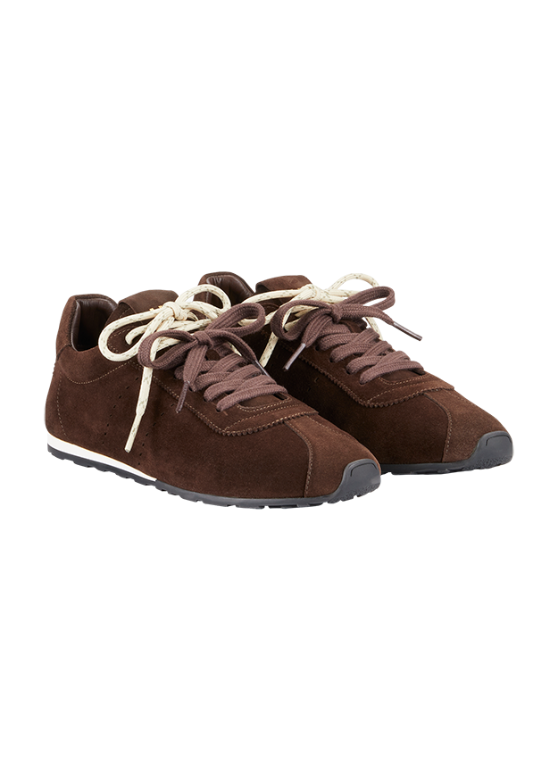 Schnürschuhe, Sneaker, Wildleder, Braun, Gummisohle