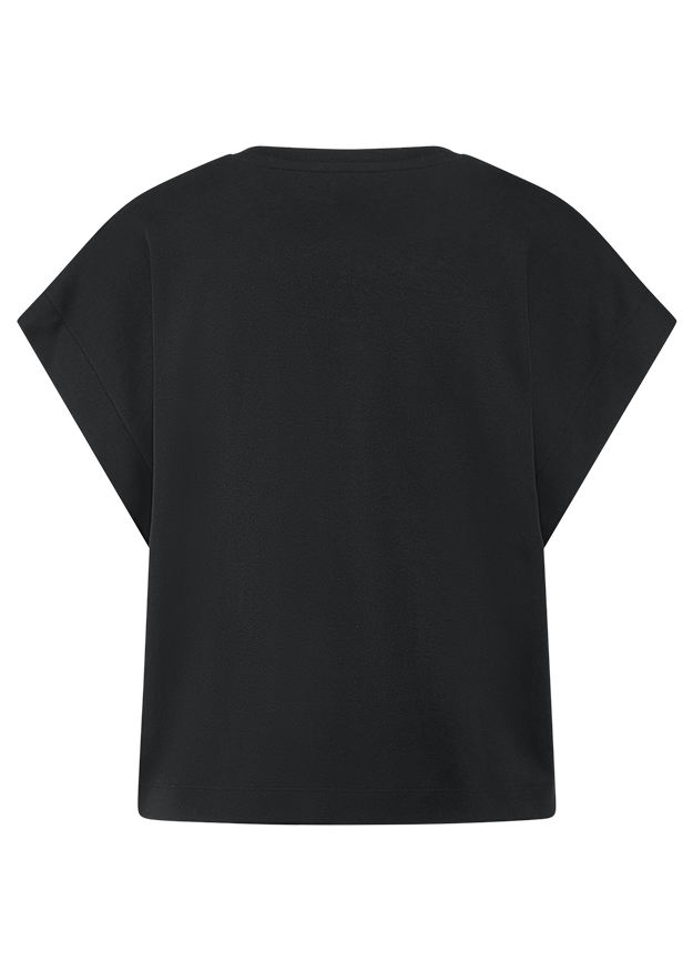 T-Shirt, Kurzarm, schwarz, Rundhalsausschnitt, einfarbig