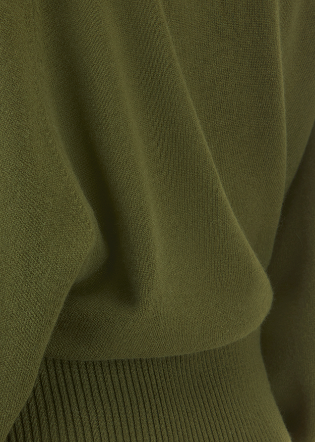 militärgrün, Knit, Pullover, Rippenabschluss, Gewebe Nahaufnahme