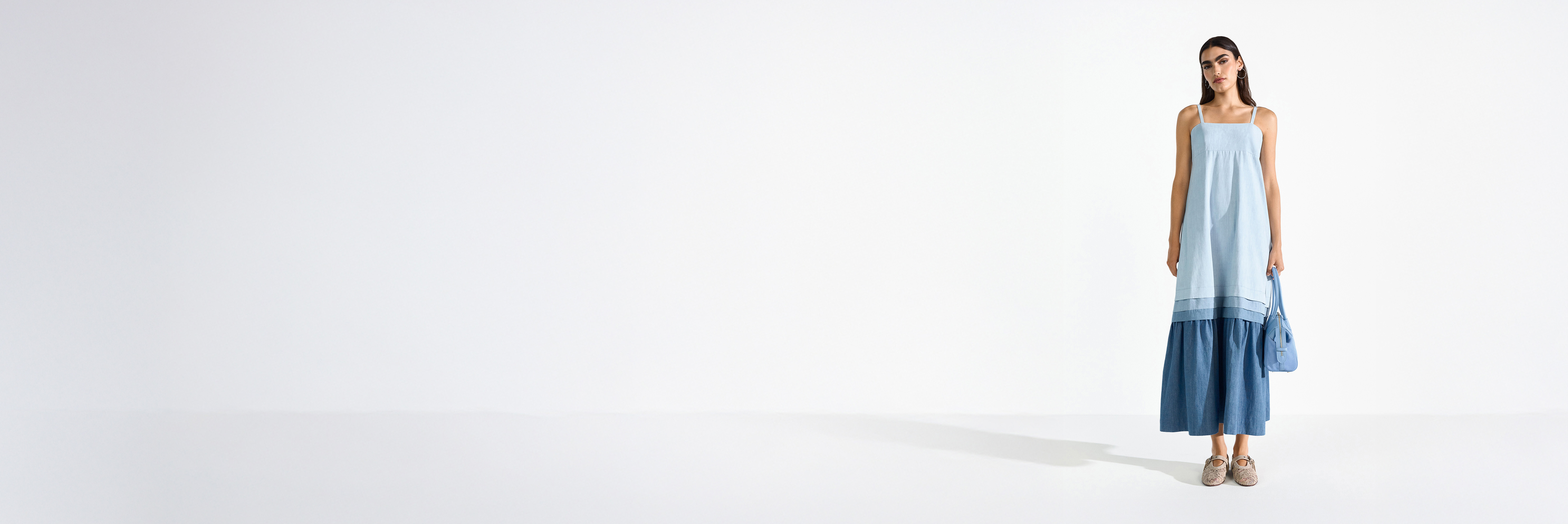 kleid, maxi-kleid, trägerkleid, leinenoptik, hellblau