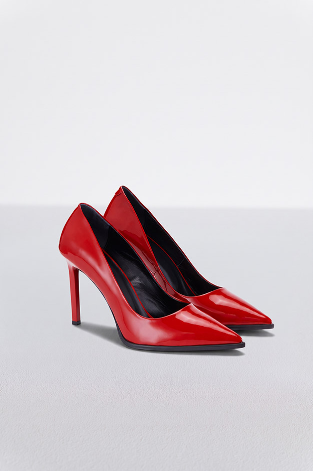 Pumps, Lackleder, Rot, Spitze Zehen, Stilettoabsatz