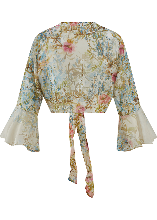 Bluse, Floral, Blumenmuster, Ärmelsschnitt, Taillengürtel