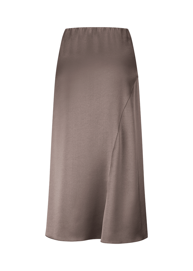 Spaghetti-Träger, Schlupfrock, Satin, Beige, A-Linien