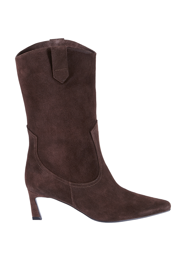 Stiefel, Kuhd/Velours, Hochschaftstiefel, Western-Einfluss, Braun